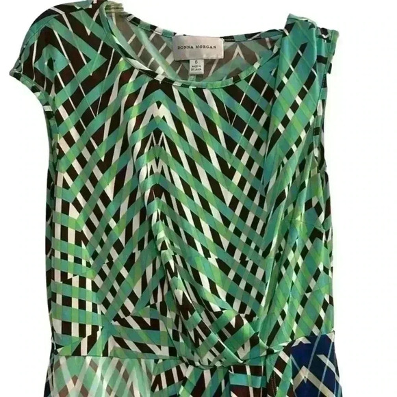 Donna Morgan Women's Knee Length Dress Size 6 Multicolor Chevron Geometric - Picture 2 of 13